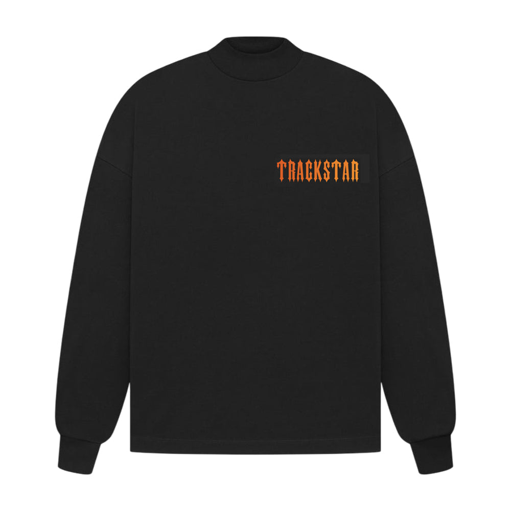 Trackstar Gothic Sweatshirt | Black Crewneck with Orange Print