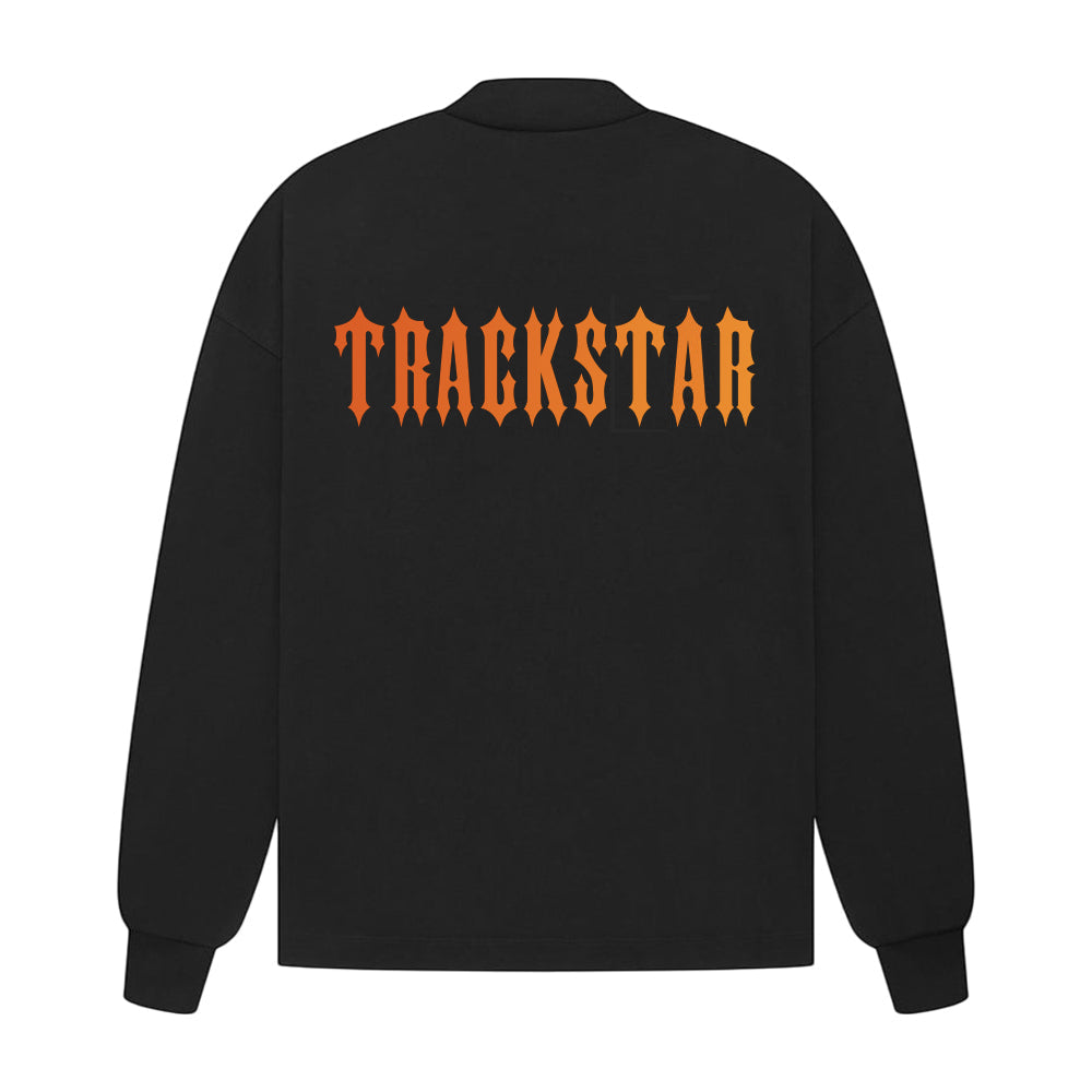 Trackstar Gothic Sweatshirt | Black Crewneck with Orange Print