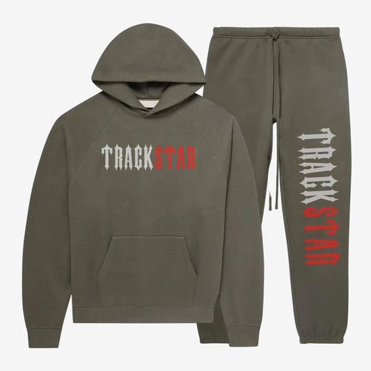 Trackstar Charcoal Tracksuit Red & Grey Blade Font