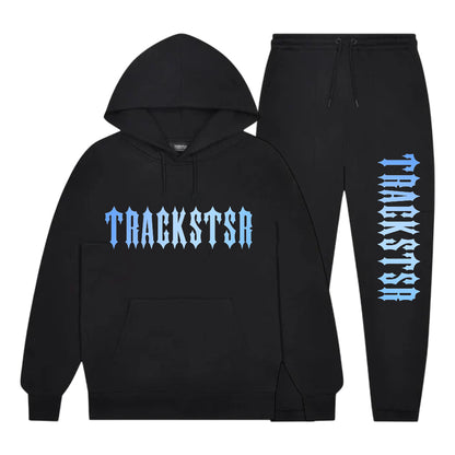 Trackstar Black Hoodie and Jogger Set with Blue