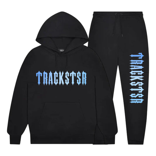 Trackstar Black Hoodie and Jogger Set with Blue