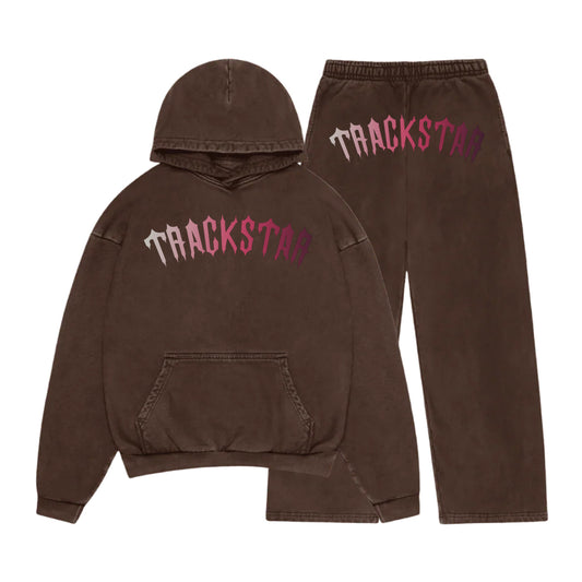 Trackstar Ombré Gothic Tracksuit – Brown Hoodie & Joggers
